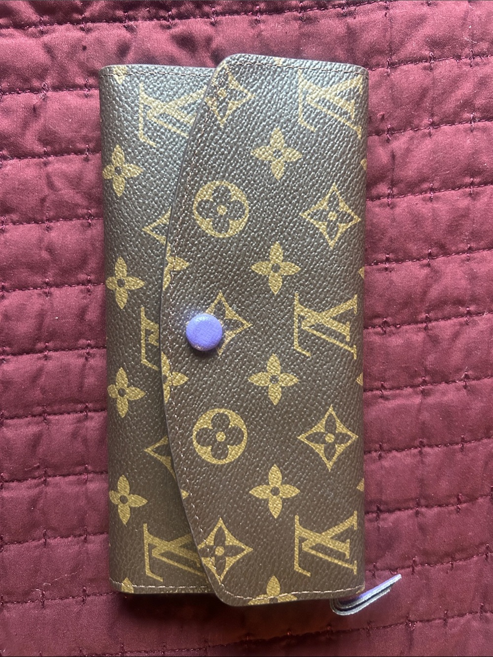 Brown Wallet Monogram Key Pouch with Purple Snap!!